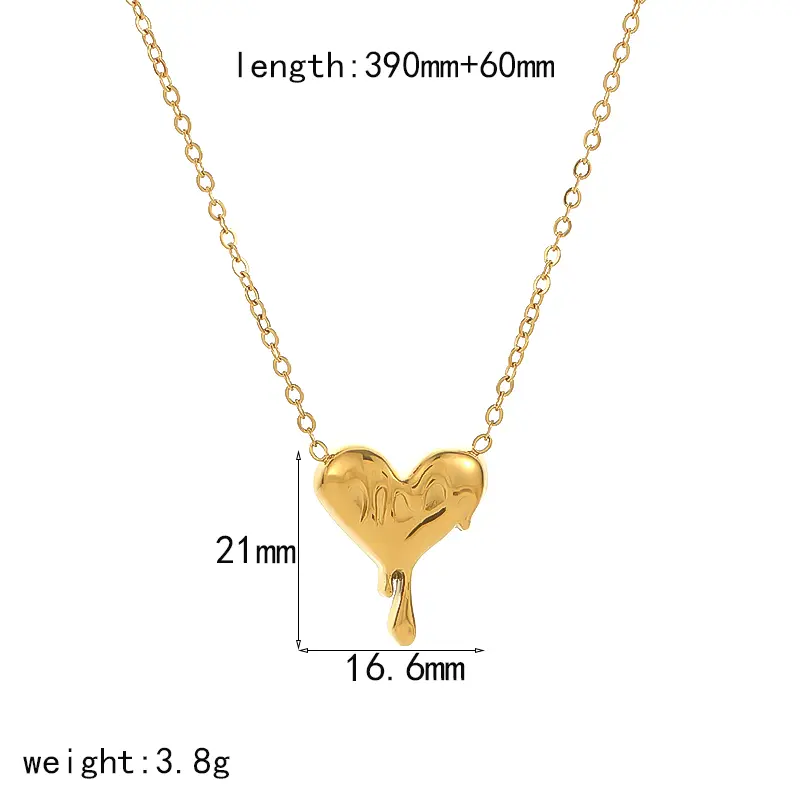 Collier pour femme en acier inoxydable plaqué or 18 carats en forme de cœur de style classique simple 1 pièce h5 Image2